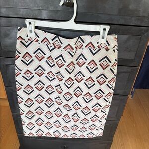 Ann Taylor Navy and Peach Pencil Skirt Knee-Length Work Style